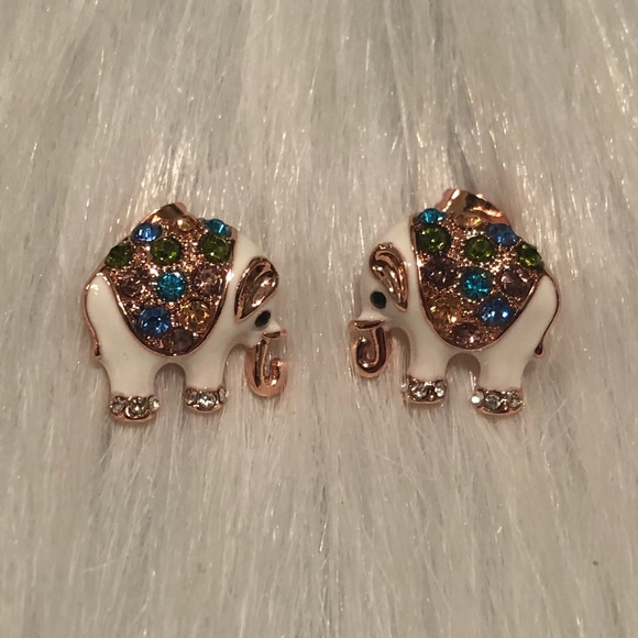 Rose Gold Elephant Earrings - Picture 3 of 5